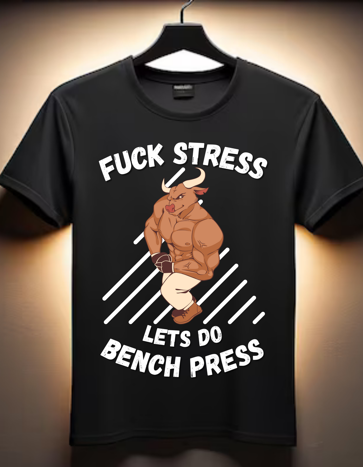 Fuck Stress - Lets Do Bench Press T shirt - Black