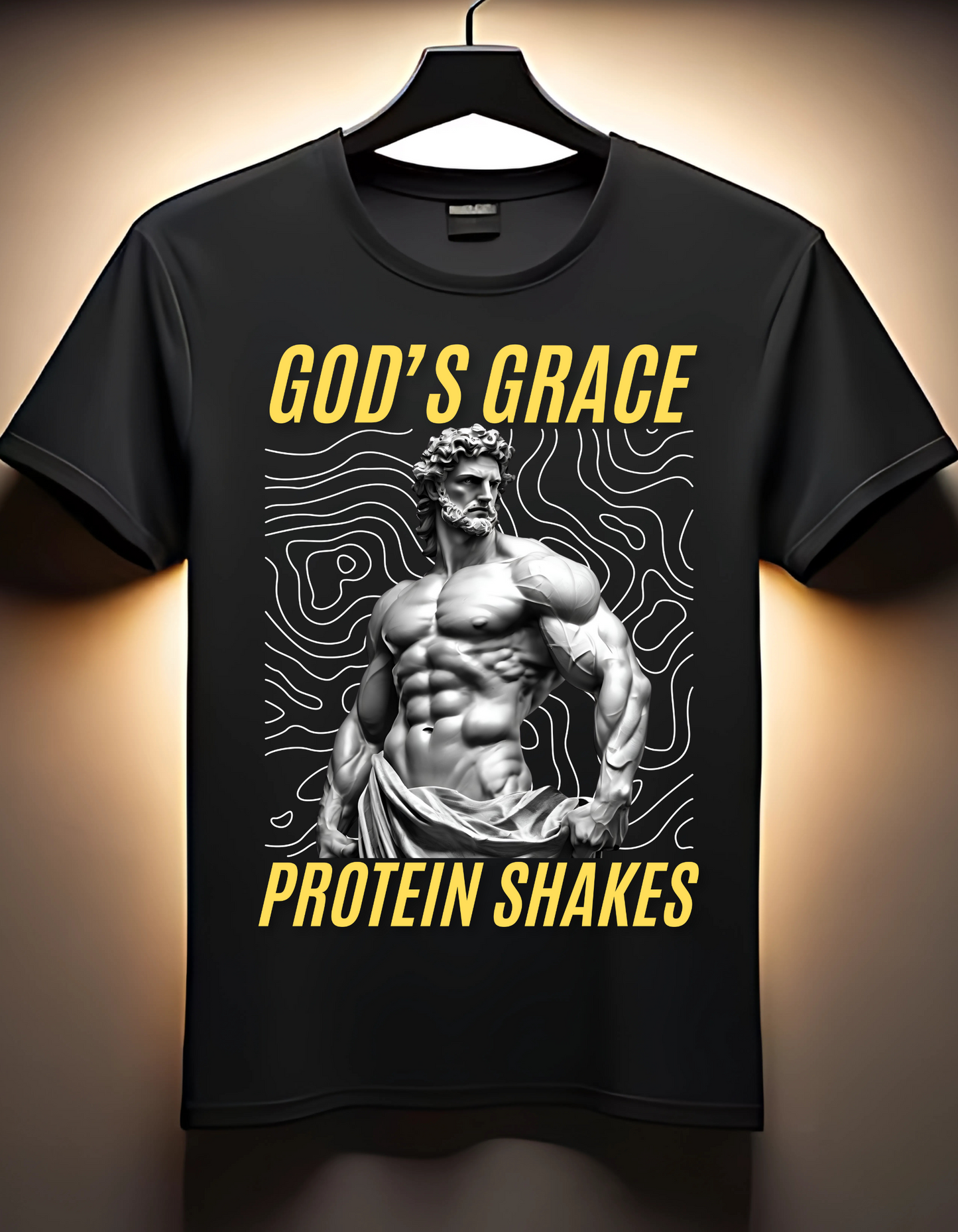 God's Grace and Protein Shakes - Black T-shirt