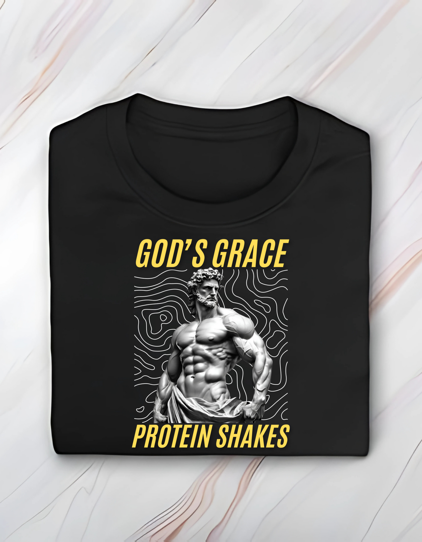 God's Grace and Protein Shakes - Black T-shirt