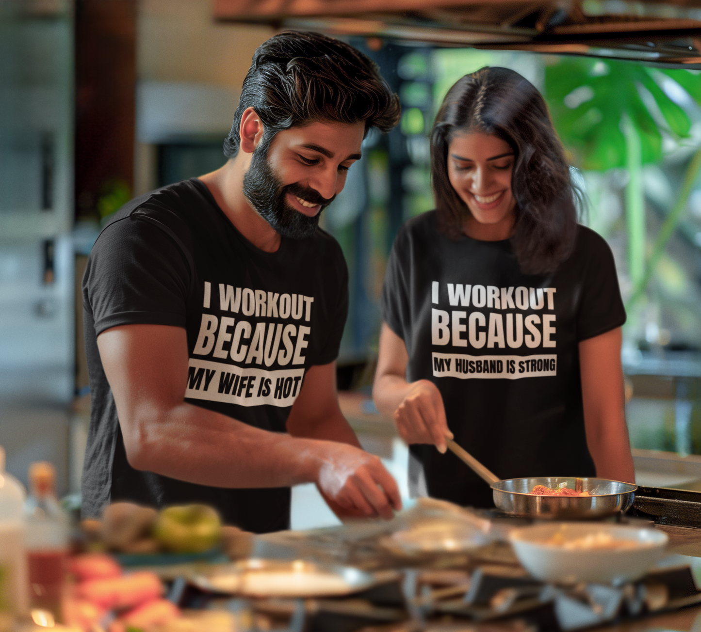 I Workout Because My Wife is Hot - Black TShirt