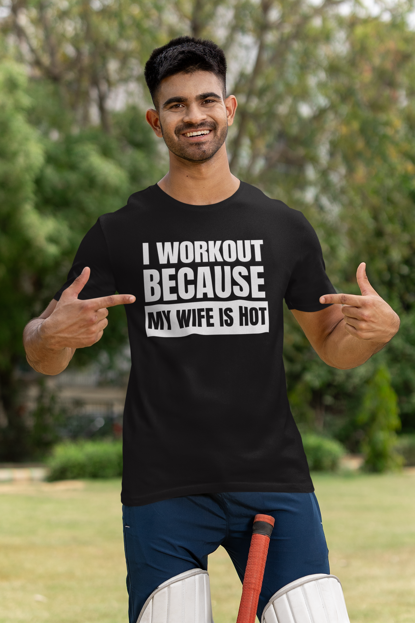 I Workout Because My Wife is Hot - Black TShirt