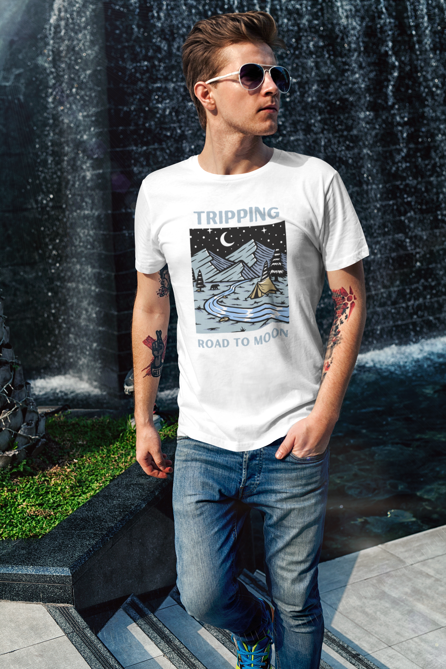 Tripping - Way to Moon - White - T Shirt
