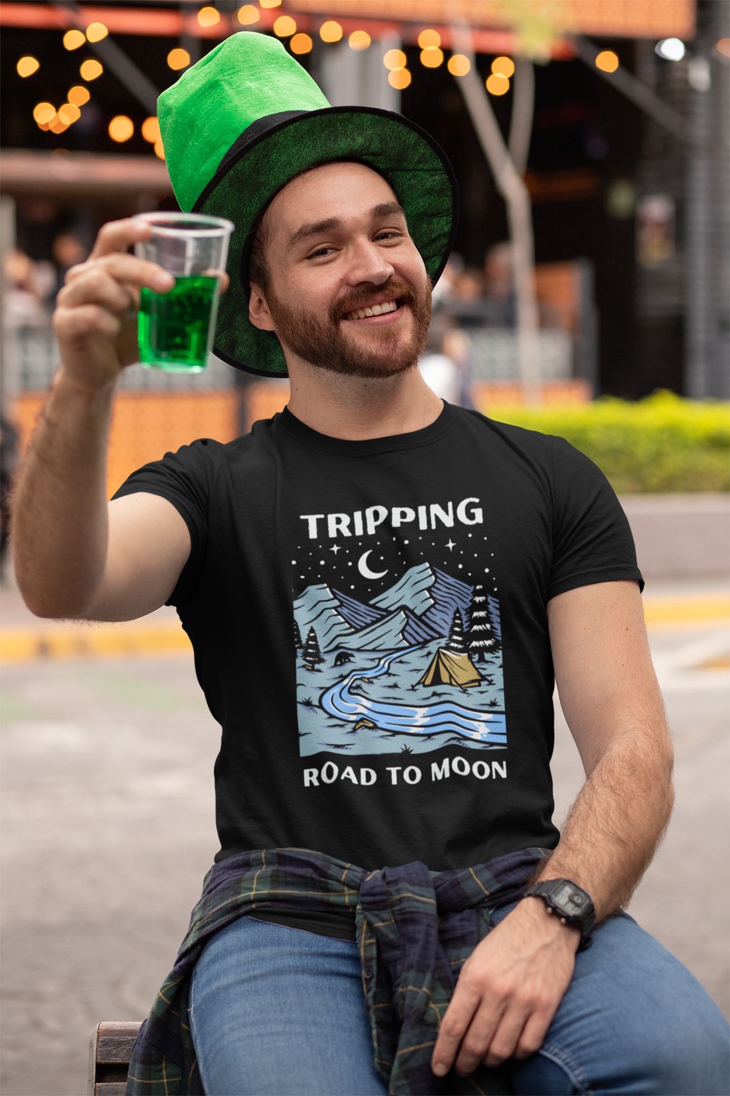 Tripping - Way to Moon - Black - T Shirt