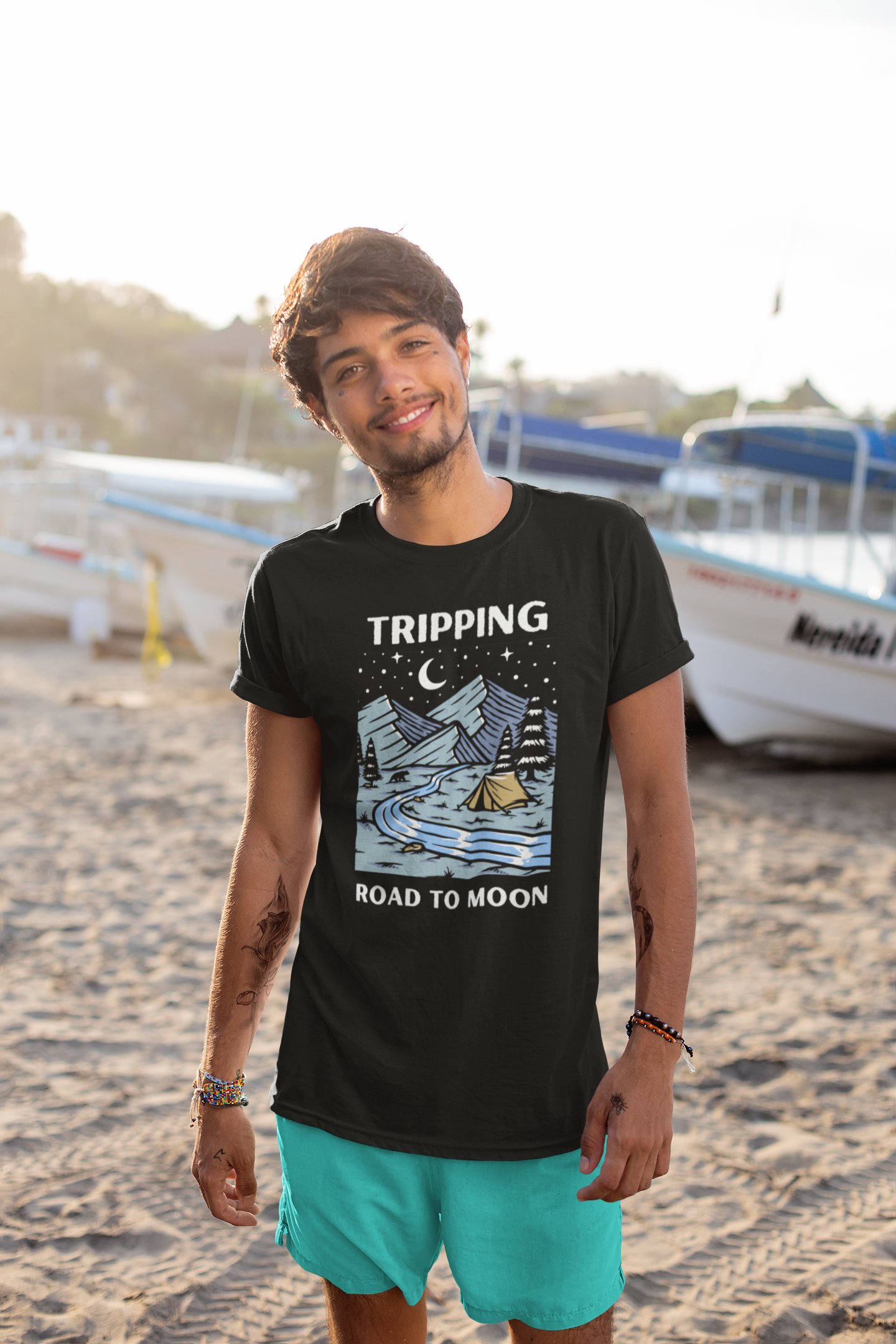 Tripping - Way to Moon - Black - T Shirt